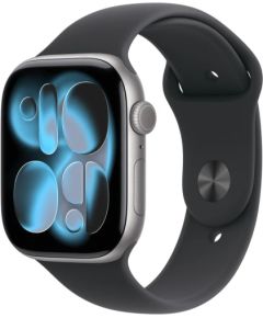 Apple Watch Series 11 GPS + Cellular 5G 42mm Space Grey Aluminium Case with Black Sport Band - S/M Jaunumi Sadz. tehnika
