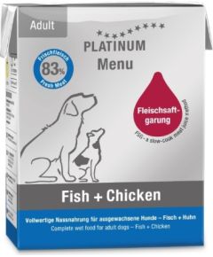 PLATINUM Menu Adult Fish+Chicken - wet dog food - 375g Suņu barība