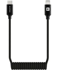 Evelatus   AutoSpring Coiled Cable USB C to Lightning connector  1.2M black cable Data USB kabeļi