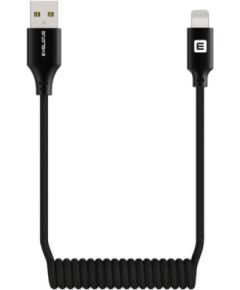 Evelatus   AutoSpring Coiled Cable USB A to Lightning 1.2M cable Black Data USB kabeļi