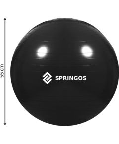 Фитнес-гимнастический мяч с насосом Springos FB0013, 55 см, черный Велосипеды