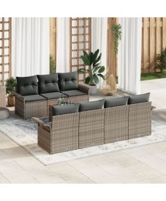 vidaXL 8-częściowy Zestaw Sof Ogrodowych z Poduszkami Szary Polirattan Akacja Dārza mēbeļu komplekti