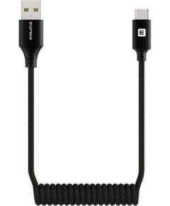 Evelatus   AutoSpring Coiled Cable USB A to USB C connector 1.2M Black Data USB kabeļi