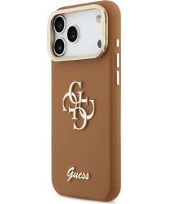 Guess PU Grained 4G Logo Stand Camera Frame Case Aizsargapvalks priekš Apple iPhone 17 Pro Max Neoriģinālie Maciņi