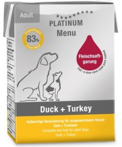 PLATINUM Menu Adult Duck+Turkey  - wet dog food - 185g Suņu barība