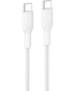 Belkin   USB-C TO USB-C 240W 2.0, BRAIDED PCR, 2M White Дата USB-кабели
