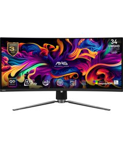 LCD Monitor MSI 34" Curved/21 : 9 Panel QD-OLED 3440x1440 21:9 175Hz Matte 0.03 ms Swivel Height adjustable Tilt Colour Black MAG341CQPQD-OLED LED / LCD мониторы