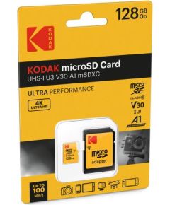Kodak mSD 128GB UHS-I U3 Ultra EKMSDM128GXC10HPRK Atmiņas kartes micro SD SDHC