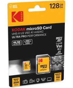 Kodak MicroSDHC 128GB UHS-II U3 A1 V60 Ultra Pro Atmiņas kartes micro SD SDHC