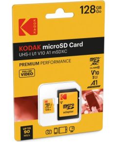Kodak mSD 128GB UHS-I U1 V10 A1 Premium EKMSDM128GXC10K Atmiņas kartes micro SD SDHC