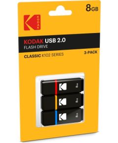 Kodak USB2.0 K100 8GB P3 EKMMD8GK102P3 (3 pcs) USB Flash atmiņas