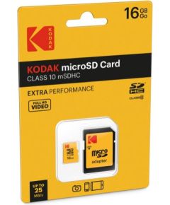 Kodak mSD 16GB Class10 Extra EKMSDM16GHC10CK Atmiņas kartes micro SD SDHC