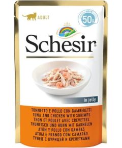 Agras Pet Foods SCHESIR in jelly Tuna and chicken with shrimps - wet cat food - 50 g Kaķu konservi