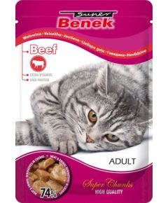 SUPER BENEK Beef in sauce - wet cat food - 100 g Kaķu konservi