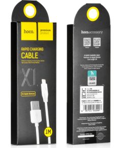 USB cable Hoco X1 Lightning 1.0m white Data USB kabeļi