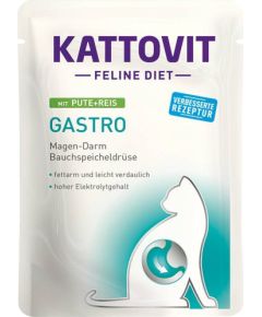 KATTOVIT Feline Diet Gastro Turkey with rice - wet cat food - 85g Консервы кошек