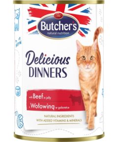 BUTCHER'S Delicious Dinners Pieces of beef in jelly - wet cat food - 400g Консервы кошек