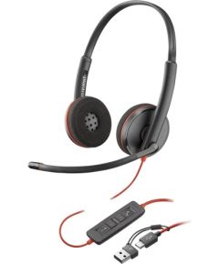 HP Poly Blackwire 3220 Stereo Wired Headset, USB-C, USB-C/A Adapter, Black Наушники