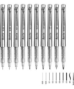Acrylic Fineliner Pens ARRTX, Black, 10pcs Marķieri