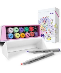 Double-sided Marker Pens ARRTX Oros, 12 Colours, pastel tones Marķieri