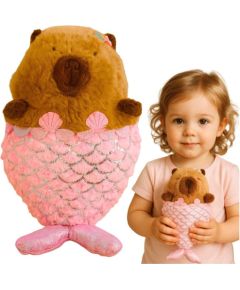 Leantoys Pluszowa Maskotka Przytulanka Kapibara Syrenka Różowa 28cm Mīkstās rotaļlietas