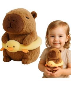 Leantoys Pluszowa Kapibara Żółte Koło Ratunkowe Z Kaczką Brązowa 20cm Mīkstās rotaļlietas
