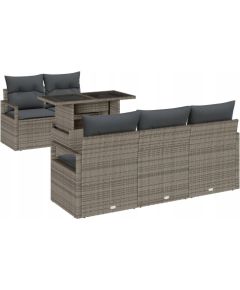 vidaXL 6-częściowy zestaw sof ogrodowych z poduszkami szary polirattan, vidaXL Sofa dwuosobowa z poduszkami szara polirattan Dārza mēbeļu komplekti