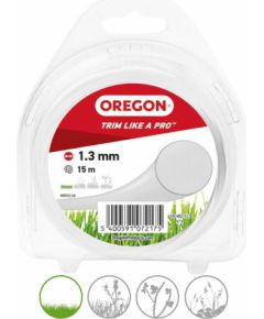 Trimmera aukla, apaļa, caurspīdīga, 1,3 mm, 15 m, OREGON Piederumi dārza tehnikai