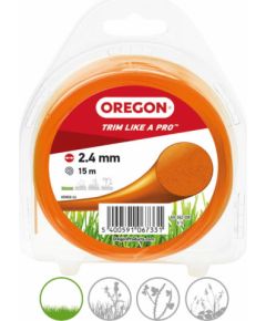 Trimmera aukla, apaļa, oranža, 2,4 mm, 15 m, OREGON Piederumi dārza tehnikai