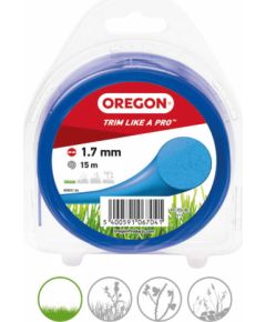 Trimmera aukla, apaļa, zila, 1,7 mm, 15 m, OREGON Piederumi dārza tehnikai
