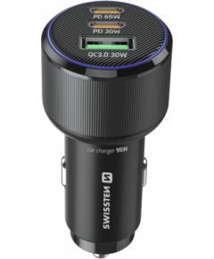 Swissten PD 2x USB-C / USB Автомобильное зарядное устройство 95W с kабелем USB-C - USB-C 1m Автомобильные зарядные устройства