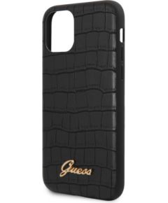 Guess  GUHCN61PCUMLCRBK Croco Cover Aizsargapvalks priekš Apple iPhone 11 Melns Neoriģinālie Maciņi