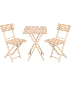 Koka saliekami 2 krēsli + 1 galda komplekts Springos BS001 Dārza mēbeļu komplekti