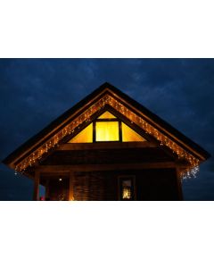 Springos Gaismas aizkars 200 LED virtene, iekštelpu/āra lāsteku gaismiņas silti baltas Ziemassvētku lampiņas, LED virtenes