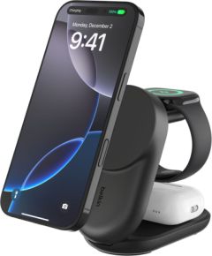 Belkin   UltraCharge 25w Qi2 3in1 Magnetic Charger Black Bezvadu telefonu lādētāji
