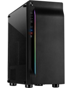 Chassis INTER-TECH A-3411 Creek Gaming Tower, ATX, 1xUSB3.0, 2xUSB2.0, PSU optional, Window side panel, LED light on the front, integrated RGB LED, Black Datoru korpusi