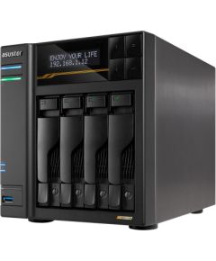 NAS Asustor AS6804T; Tower; 4x (3.5" SATA HDD/ 2.5" SSD); AMD Ryzen Embedded V3C14; 16G ECC DDR5 SODIMM (max. 64GB), 2x 10GbE, 2x 5GbE, 4x M.2 2280 NVMe PCIe 4.0, 2x USB4, 2x USB 3.2 Gen, 1x optional 10 GbE card Серверы и компоненты серверов