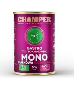 4Vets CHAMPER GASTRO jedno białkowa wołowina mokra karma dla psa 400g Suņu barība