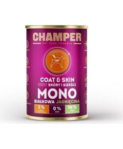 4vets CHAMPER COAT&SKIN MONOBIAŁKOWA jagnięcina mokra karma dla psa 400g Suņu barība