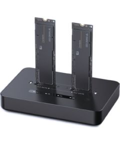 Gembird DD2-U3M2 Desktop dual drive USB Type-C M.2 NVME (and SATA) SSD docking station, black Dokstacijas portatīvajiem datoriem