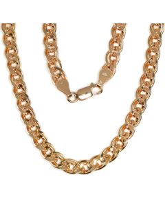 Sudraba ķēdīte Mona Liza 6 mm, dimantu apstrādājums #2400106(PAu-R), Sudrabs 925°, sarkanais zelts (pārklājums), garums: 55 cm, 26 gr.  Ar zelta pārklājumu