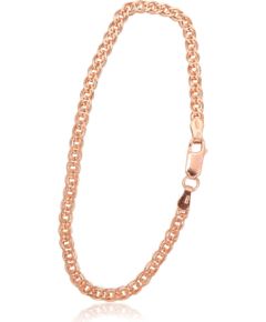 Sudraba ķēdīte Mona Liza 3.1 mm, dimantu apstrādājums #2400077(PAu-R)-bracelet, Sudrabs 925°, sarkanais zelts (pārklājums), garums: 17 cm, 3.5 gr. Aproces-ķēdītes