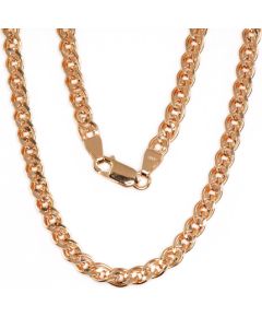 Sudraba ķēdīte Mona Liza 4,9 mm, dimantu apstrādājums #2400062(PAu-R), Sudrabs 925°, sarkanais zelts (pārklājums), garums: 55 cm, 16.9 gr.  Ar zelta pārklājumu