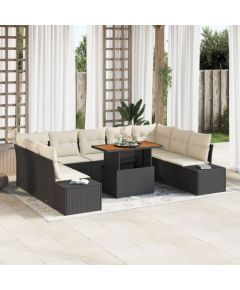 vidaXL Zestaw 10-elementowy kanap ogrodowych z poduszkami  Czarny Polirattan Dārza mēbeļu komplekti