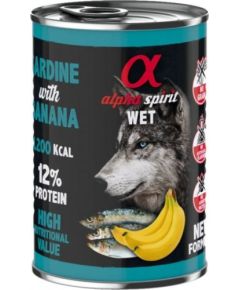 Alpha Spirit Alpha Spirit mokra karma dla psa sardynka z bananem 400g (6szt/opak) Suņu barība