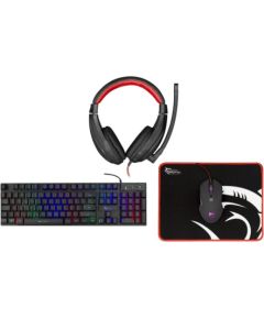 White Shark   COMANCHE-3Gaming set for beginners, gaming keyboard, gaming mouse, gaming headset and mouse pad Black Klaviatūras