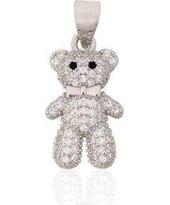 Серебряный кулон #2302046(PRh-Gr)_CZ+CZ-BK, Серебро 925°, родий (покрытие), Цирконы, 1.5 гр. Sieviešu