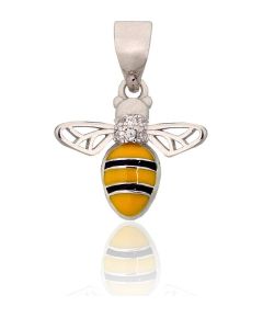 Sudraba kulons #2302045(PRh-Gr)_CZ+ML-Y+ML-BK, Sudrabs 925°, rodijs (pārklājums), Cirkoni, Juvelieru emalja, 0.8 gr. Sieviešu