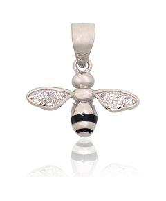 Sudraba kulons #2302044(PRh-Gr)_CZ+ML-BK, Sudrabs 925°, rodijs (pārklājums), Cirkoni, Juvelieru emalja, 0.8 gr. Sieviešu