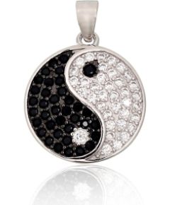 Sudraba kulons #2302038(PRh-Gr+PRh-Bk)_CZ+CZ-BK, Sudrabs 925°, rodijs (pārklājums), Cirkoni, 2.5 gr. Sieviešu
